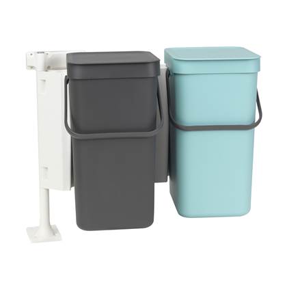 Brabantia Sort & Inbouwemmer 32 Liter (2x16 L) - Grijs, Groen