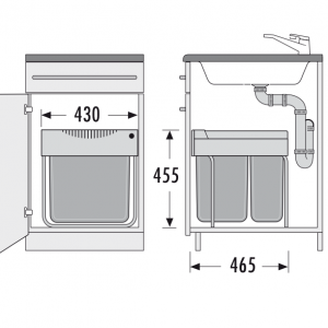 Afvalemmer Hailo Easy-Cargo uittrek 49 liter