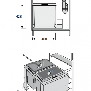 Afvalemmer Hailo Triple-XL 60 liter 3631-60