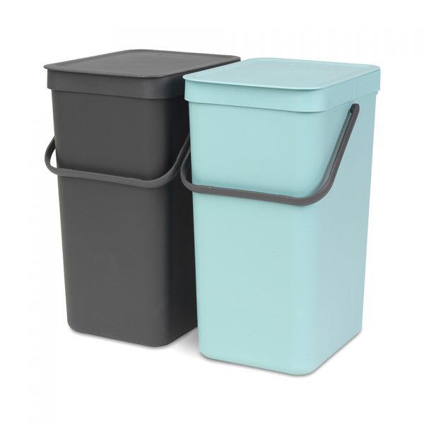 Brabantia Sort & Go inbouwprullenbak 2x16 L - Mint/Grey