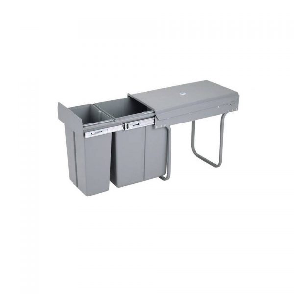 4cookz inbouw afvalscheidingsprullenbak 10+20 liter - grijs - 30cm