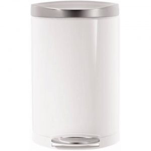 Afvalemmer semi-round - rvs - 10 l - wit - simplehuman