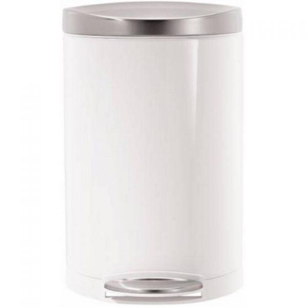 Afvalemmer semi-round - rvs - 10 l - wit - simplehuman