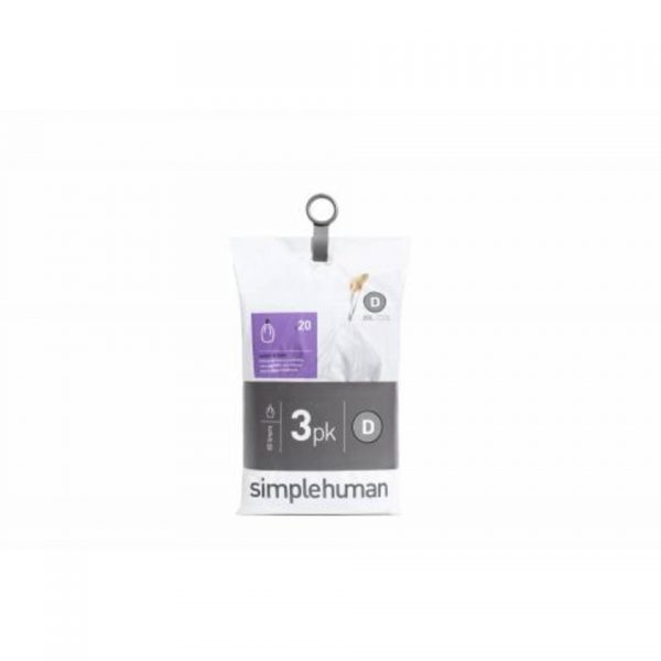 Afvalzak Code D - 20L - Set van 3 x 20 stuks - Simplehuman