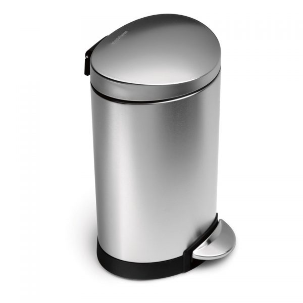 Simplehuman Semi Round Deluxe FFP pedaalemmer 10 l - zilverkleurig