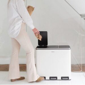Homra SPARQ afvalscheiding prullenbak 3x18L - pedaalemmer 54L - Wit keuken