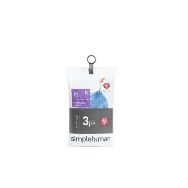 Simplehuman Pocket Liners vuilniszakken code V - 16-18 liter - 3 x 20 stuks