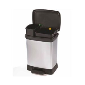 Curver Pedaalemmer Deco duo 28 L zilver 2 vakken