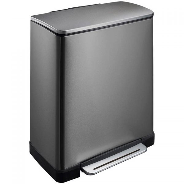 EKO pedaalemmer E-Cube afvalscheider 28+18 liter RVS black steel