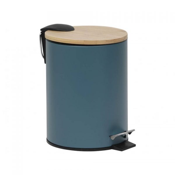 Gebor - Stijlvolle Design Prullenbak met Bamboe deksel - Imperial Groen/Bamboe - Klein formaat - 2.5L - Badkamer