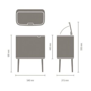 Brabantia Bo Touch Bin Afvalemmer - 11+23 Liter - Zwart