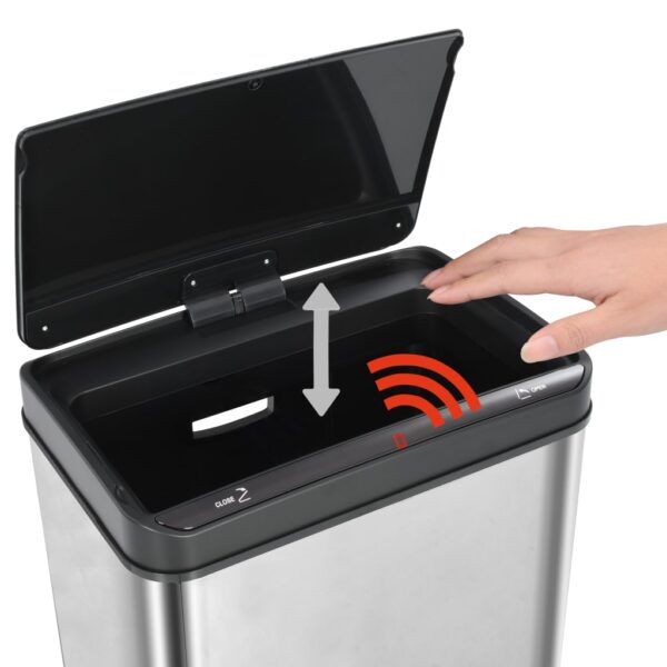 vidaXL Prullenbak met automatische sensor 60 L RVS zilver en zwart