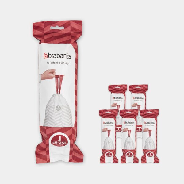 Brabantia PerfectFit Vuilniszakken - 20/25 l - Code J - 6 rollen x 20 stuks