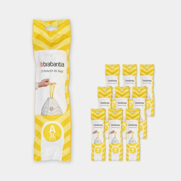 Brabantia PerfectFit Vuilniszakken - 3 l - Code A - 10 rollen x 20 stuks