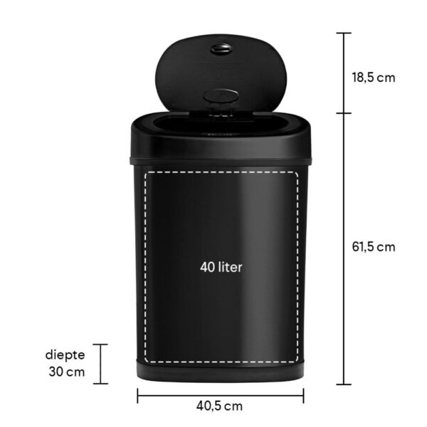 Homra Fonix Sensor afvalemmer 40 liter - Zwart