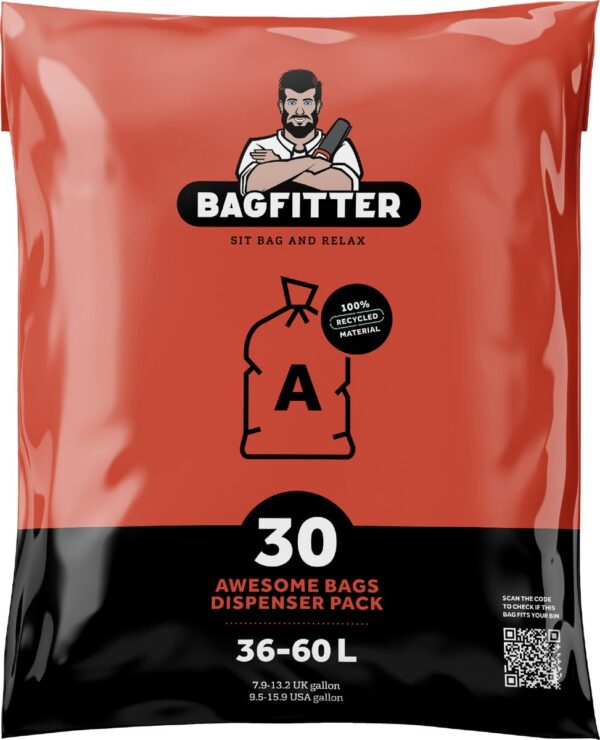 BagFitter Rood A 35L-60L Vuilniszak met Trekband van 100% Gerecycled Plastic - 78cm x 50cm - 30 stuks - Vuilniszakken - Afvalzakken - Prullenbakzakken geschikt voor o.a. Homra Nexo
