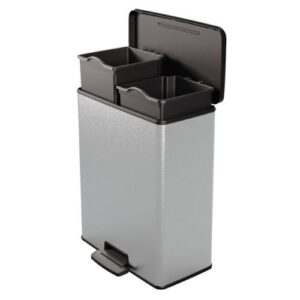 Curver Decobin pedaalemmer 26+26 L - Zilver Metallic open