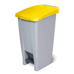 Pedaalafvalemmer met wielen 60 liter - Grijs/Geel