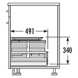 Hailo Separato afvalsysteem K2-60 3620-61 34 liter (2x8+18) - Grijs afmetingen1