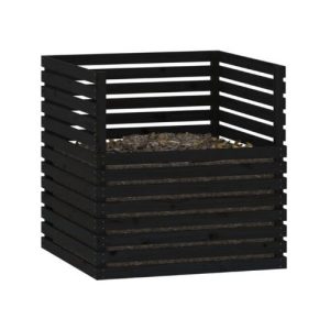 vidaXL Compostbak massief grenenhout - Zwart