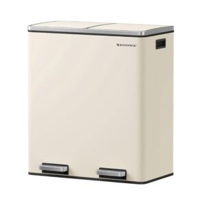 Songmics pedaalemmer 2 x 30 liter - Creme