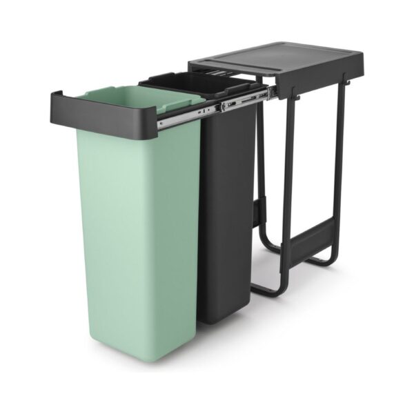 Brabantia Sort & Go Inbouw Prullenbak - 2 x 30 l - Jade Green en Dark Grey