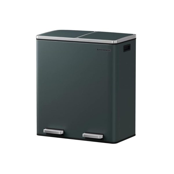Songmics pedaalemmer 60 Liter (2x30) - Groengrijs